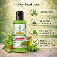 Bhudevam Naturals Khadi Neem Tea Tree & Basil Hair Oil for Dandruff Control & Hair Fall 210ml - 2