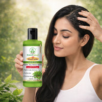 Bhudevam Naturals Khadi Neem Tea Tree & Basil Hair Oil for Dandruff Control & Hair Fall 210ml - 3