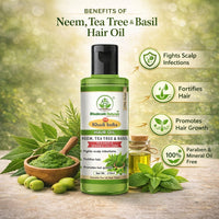 Bhudevam Naturals Khadi Neem Tea Tree & Basil Hair Oil for Dandruff Control & Hair Fall 210ml - 5