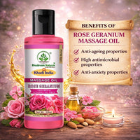 Bhudevam Naturals Rose Geranium Spa Therapy Massage Oil for Muscle Relaxation, Skin Care & Deep Hydration 210ml - 3