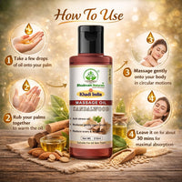 Bhudevam Naturals Khadi Aromatherapy Sandalwood Massage Body Oil for Stress Relief & Deep Skin Hydration 210ml - 3