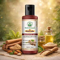 Bhudevam Naturals Khadi Aromatherapy Sandalwood Massage Body Oil for Stress Relief & Deep Skin Hydration 210ml - 5
