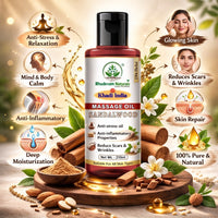 Bhudevam Naturals Khadi Aromatherapy Sandalwood Massage Body Oil for Stress Relief & Deep Skin Hydration 210ml - 6