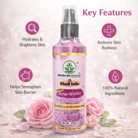 Bhudevam Naturals Khadi Rose Water Skin Toner for Glowing Skin, Hydration & Pore Tightening 420ml - 4