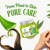 Bhudevam Naturals Khadi Aloe Vera Gel Green for Skin & Hair Care | Cooling Skin Gel for Moisturizing, Sunburn Relief, Acne Control & Healthy Hair Care 200gm - 4