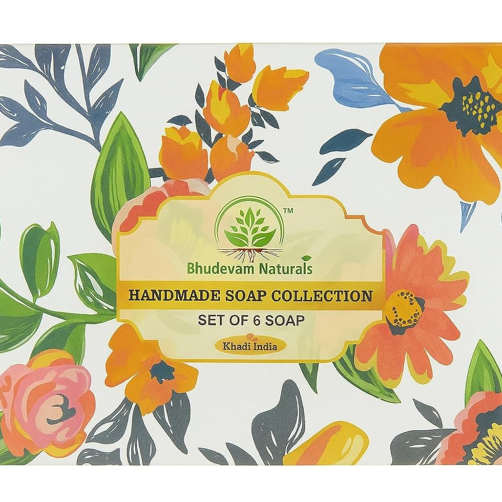 Bhudevam Naturals Khadi Set of 6 Bathing Soap Kit for Deep Cleansing & Soft Glowing Skin 300gm - 1