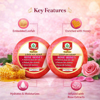 Bhudevam Naturals Khadi Rose Honey Loofah Soap – Natural Exfoliating Bath Soap for Soft & Glowing Skin 250gm - 6