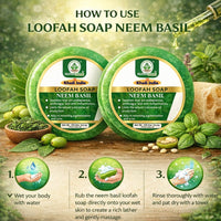 Bhudevam Naturals Khadi Neem & Basil Loofah Soap – Skin Purifying Exfoliating Soap Bar for Daily Use 250gm - 3