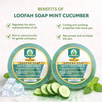 Bhudevam Naturals Khadi Mint Cucumber Loofah Soap – Natural Exfoliating Bath Soap for Cool & Refreshing Skin 250gm - 3