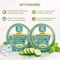 Bhudevam Naturals Khadi Mint Cucumber Loofah Soap – Natural Exfoliating Bath Soap for Cool & Refreshing Skin 250gm - 4