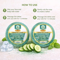 Bhudevam Naturals Khadi Mint Cucumber Loofah Soap – Natural Exfoliating Bath Soap for Cool & Refreshing Skin 250gm - 6