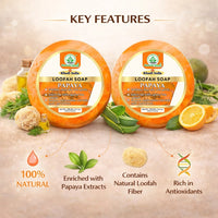Bhudevam Naturals Khadi Papaya Loofah Soap – Natural Exfoliating Bath Soap for Glowing & Smooth Skin 250gm - 2