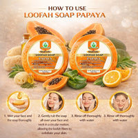 Bhudevam Naturals Khadi Papaya Loofah Soap – Natural Exfoliating Bath Soap for Glowing & Smooth Skin 250gm - 6