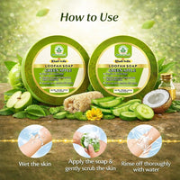 Bhudevam Naturals Khadi Green Apple Loofah Soap – Natural Exfoliating Bath Soap for Fresh & Glowing Skin 250gm - 6