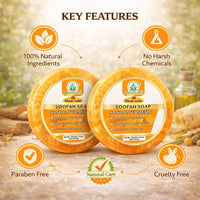 Bhudevam Naturals Khadi Sandal Turmeric Loofah Soap – Natural Exfoliating Bath Soap for Glowing & Clear Skin 250gm - 3