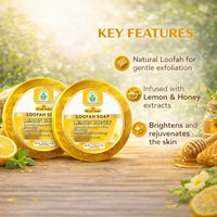 Bhudevam Naturals Khadi Lemon & Honey Loofah Soap – Deep Cleansing Scrub Soap for Smooth & Fresh Skin 250gm - 3