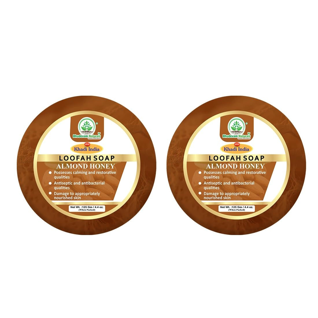 Bhudevam Naturals Khadi Almond Honey Loofah Soap – Natural Exfoliating Bath Soap for Soft & Glowing Skin 250gm - 1