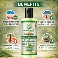 Bhudevam Naturals Khadi Green Tea Aloe Vera Conditioner – Strengthening & Moisturizing Hair Care Formula 420ml - 5