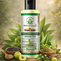 Bhudevam Naturals Khadi Green Tea Aloe Vera Conditioner – Strengthening & Moisturizing Hair Care Formula 420ml - 6