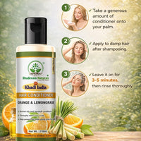 Bhudevam Naturals Khadi Orange & Lemongrass Conditioner For Frizz Control & Hydrating Hair Care Formula 420ml - 4