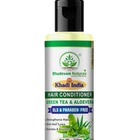 Bhudevam Naturals Khadi Green Tea Aloe Vera Hair Conditioner – Sulphate & Paraben Free Frizz Control Formula 210ml - 1