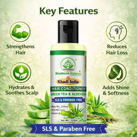 Bhudevam Naturals Khadi Green Tea Aloe Vera Hair Conditioner – Sulphate & Paraben Free Frizz Control Formula 210ml - 2