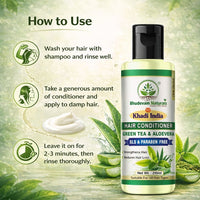Bhudevam Naturals Khadi Green Tea Aloe Vera Hair Conditioner – Sulphate & Paraben Free Frizz Control Formula 210ml - 4