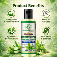 Bhudevam Naturals Khadi Green Tea Aloe Vera Hair Conditioner – Sulphate & Paraben Free Frizz Control Formula 210ml - 5