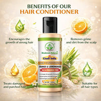 Bhudevam Naturals Khadi Orange & Lemongrass Hair Conditioner – Chemical Free Frizz Control & Shine Boost Formula 210ml - 6