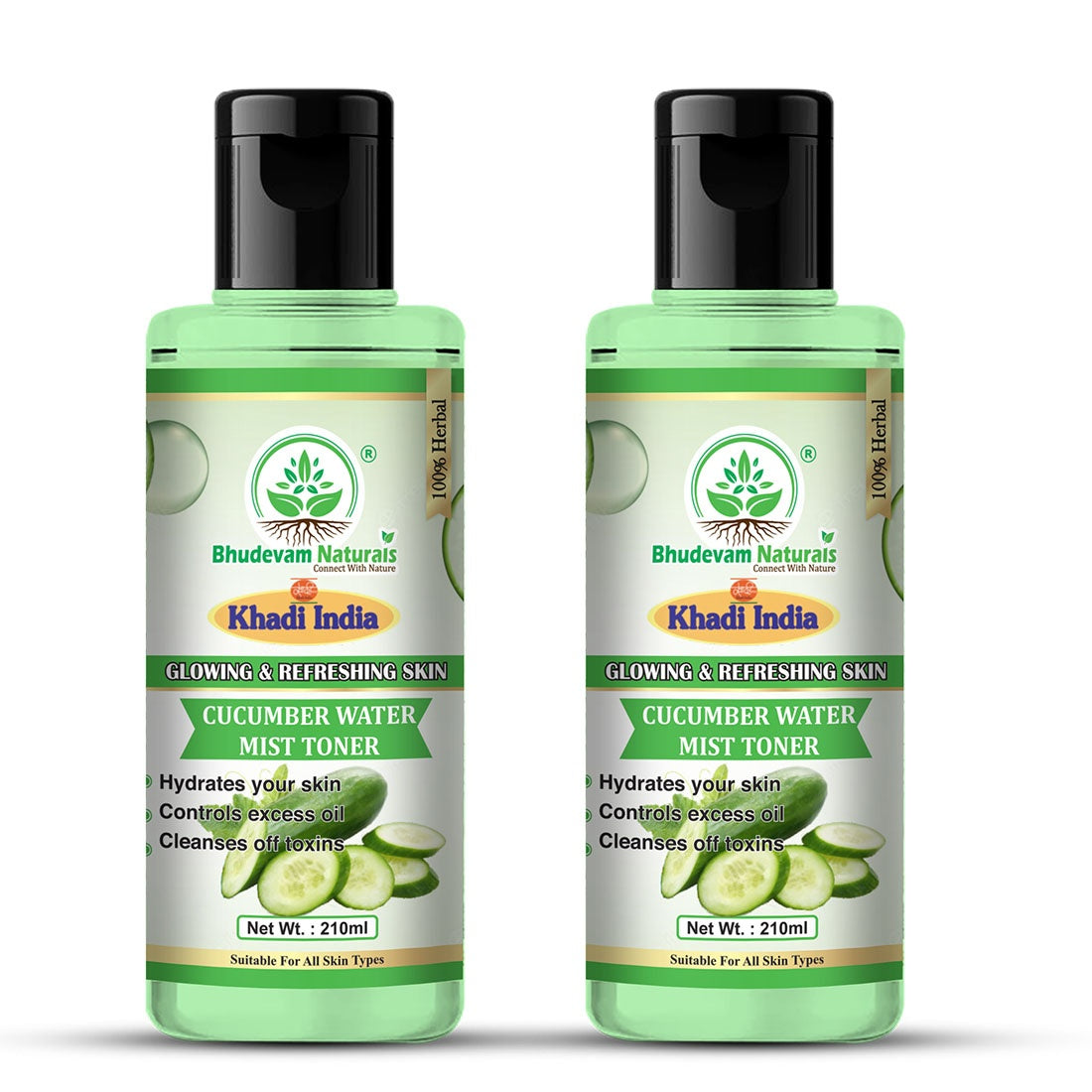 Bhudevam Naturals Khadi Mint & Cucumber Face Mist For Hydrating, Refreshing & Pore Minimizing Facial Spray for Daily Use 200ml - 1