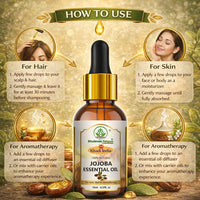 Bhudevam Naturals Khadi Jojoba Essential Oil Natural Carrier Oil for Face, Skin, Hair Growth, Beard Care, Massage & DIY Skincare 15ml - 2