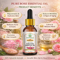 Bhudevam Naturals Khadi Rose Essential Oil for Skin & Hair Care – 100% Pure Natural Steam Distilled Rose Oil for Face, Acne, Aromatherapy, Diffuser 15ml - 5