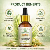 Bhudevam Naturals Khadi Lemongrass Essential Oil for Aromatherapy, Stress Relief & Skin Care | Diffuser & Massage Oil 15ml - 5
