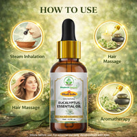 Bhudevam Naturals Khadi Eucalyptus Essential Oil for Steam Inhalation, Headache Relief & Muscle Pain 15ml - 2