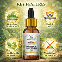 Bhudevam Naturals Khadi Eucalyptus Essential Oil for Steam Inhalation, Headache Relief & Muscle Pain 15ml - 3