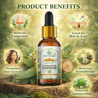Bhudevam Naturals Khadi Eucalyptus Essential Oil for Steam Inhalation, Headache Relief & Muscle Pain 15ml - 5