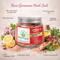 Bhudevam Naturals Khadi Rose Geranium Bath Salts for Relaxation – Natural Aromatherapy Soaking Salts with Essential Oils for Stress Relief & Skin Care 200gm - 7