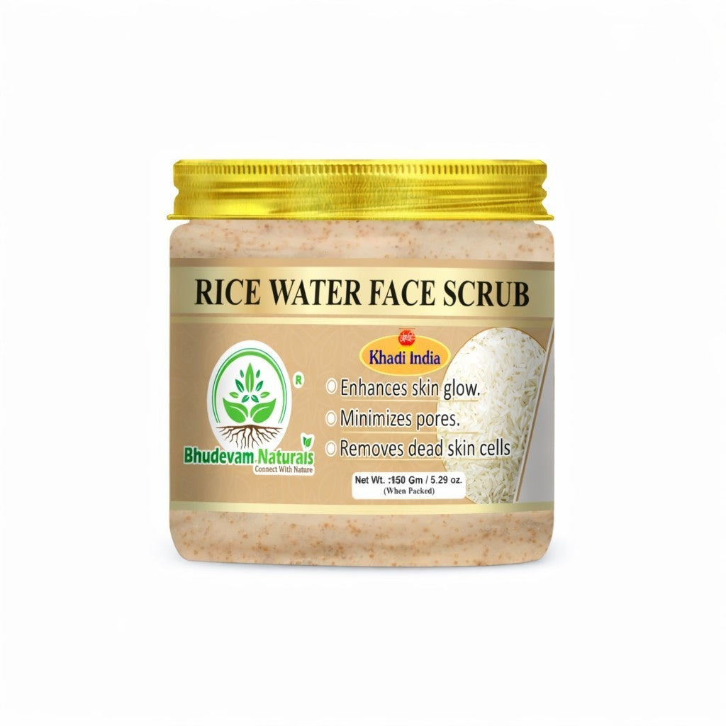 Bhudevam Naturals Khadi Rice Water Face Scrub for Women & Men – Gentle Exfoliation for Clear, Smooth & Radiant Skin 150gm - 1
