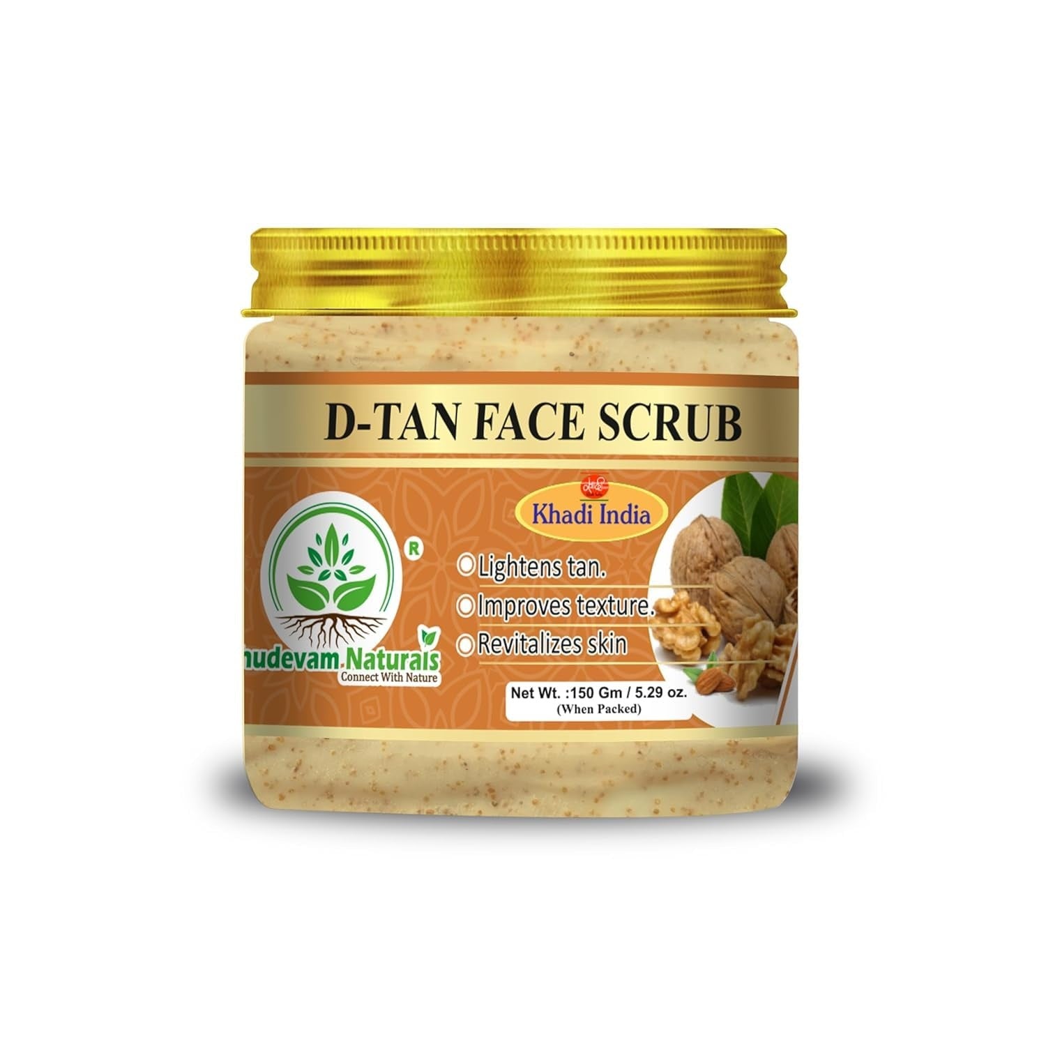 Bhudevam Naturals Khadi De-Tan Face Scrub for Tan Removal – Removes Dead Skin, Brightens Complexion & Improves Skin Texture 150gm - 1