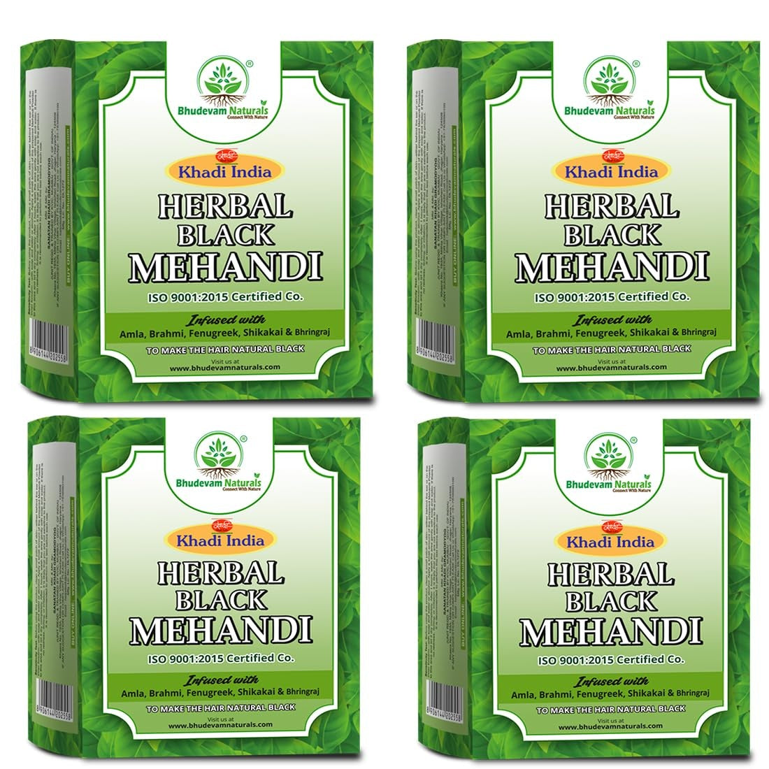 Bhudevam Naturals Khadi Black Mehndi Henna Powder for Hair – Natural Herbal Hair Dye for Grey Coverage & Deep Black Shine 320gm - 1