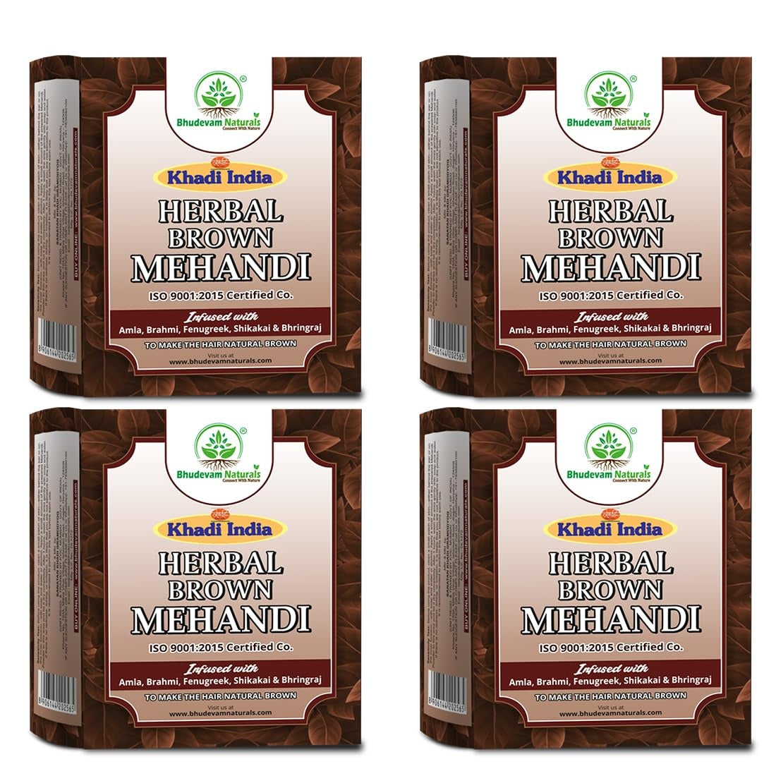Bhudevam Naturals Khadi Brown Mehndi Powder for Hair – 100% Herbal Henna, Chemical Free Hair Color, Grey Coverage & Deep Conditioning 320gm - 1