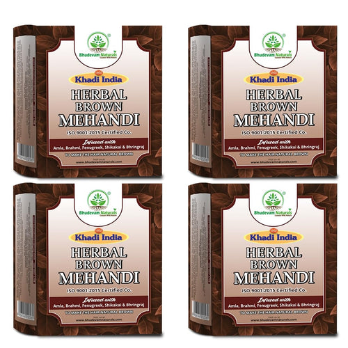 Bhudevam Naturals Khadi Brown Mehndi Powder for Hair – 100% Herbal Henna, Chemical Free Hair Color, Grey Coverage & Deep Conditioning 320gm - 1