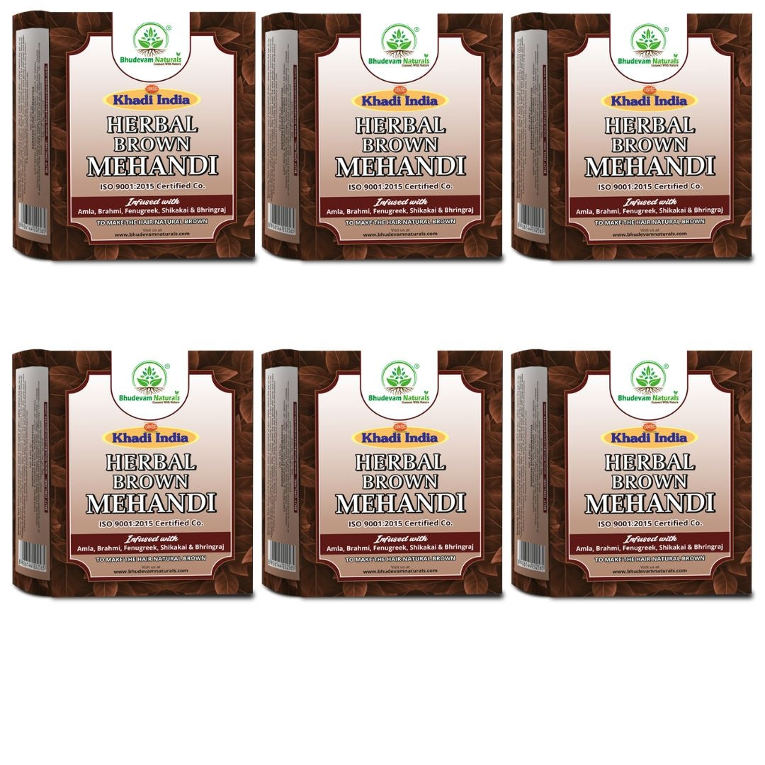 Bhudevam Naturals Khadi Brown Mehndi Powder for Hair – Natural Hair Dye, Chemical Free, Long Lasting Color, Strengthens & Conditions Hair 480gm - 1