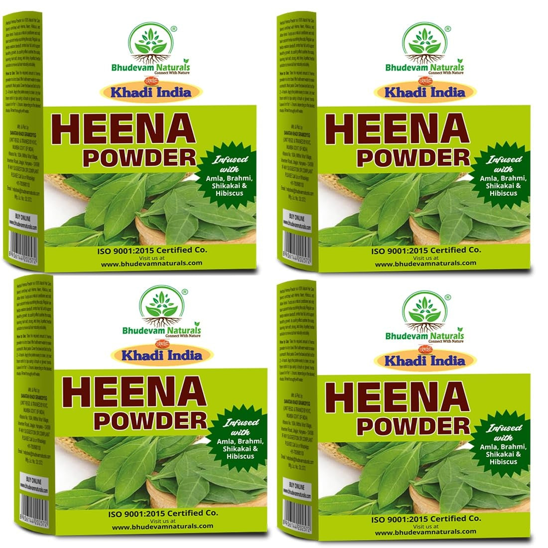 Bhudevam Naturals Khadi 100% Natural Henna Powder for Hair – Herbal Mehndi, Chemical Free Hair Color, Grey Coverage & Deep Conditioning 400gm - 1