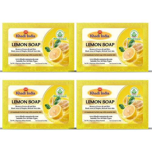 Bhudevam Naturals Khadi 100% Natural Lemon Bath Soap – Skin Brightening & Oil Control Soap, Herbal Formula, Safe for Daily Use 500gm - 1