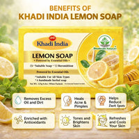 Bhudevam Naturals Khadi 100% Natural Lemon Bath Soap – Skin Brightening & Oil Control Soap, Herbal Formula, Safe for Daily Use 500gm - 2