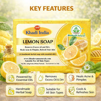 Bhudevam Naturals Khadi 100% Natural Lemon Bath Soap – Skin Brightening & Oil Control Soap, Herbal Formula, Safe for Daily Use 500gm - 5