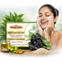 Bhudevam Naturals Khadi Neem & Activated Charcoal Soap – Herbal Handmade Bath Soap for Acne, Pimples, Blackheads Removal 500gm - 2
