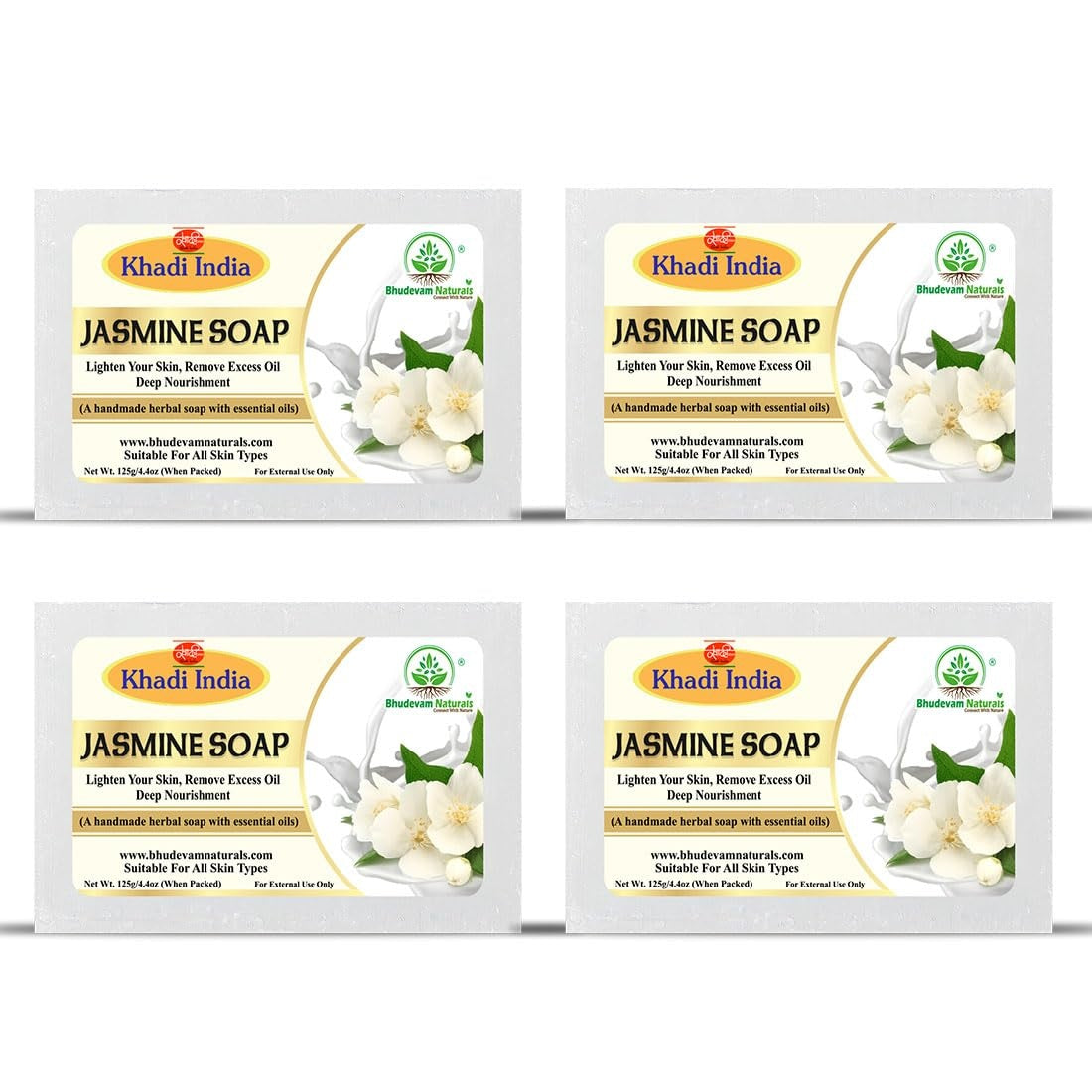 Bhudevam Naturals Khadi Jasmine Bath Soap  for Moisturizing, Skin Nourishment & Long Lasting Fragrance 500gm - 1