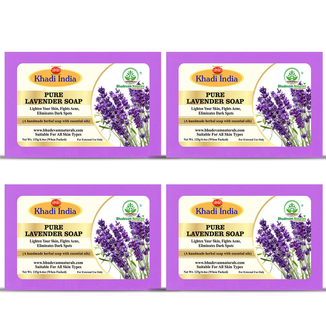 Bhudevam Naturals Khadi Pure Lavender Handmade Bath Soap for Relaxing Aroma, Soft & Glowing Skin 500gm - 1
